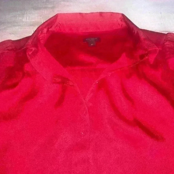 Ann Taylor Red Silky button up Sixe XSP Gorgeous Exc Con - Picture 9 of 15